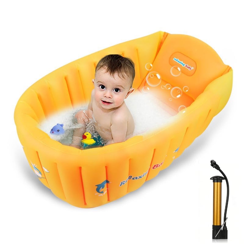 Relaxing Baby | Inflatable Baby Bathtub,Newborn Bathtub Seat for Infant,Non-Slip Baby Pool for Sitting up,Foldable Toddler Tub Shower,Portable Travel Bath for Kids 0-6 Year - Image 1